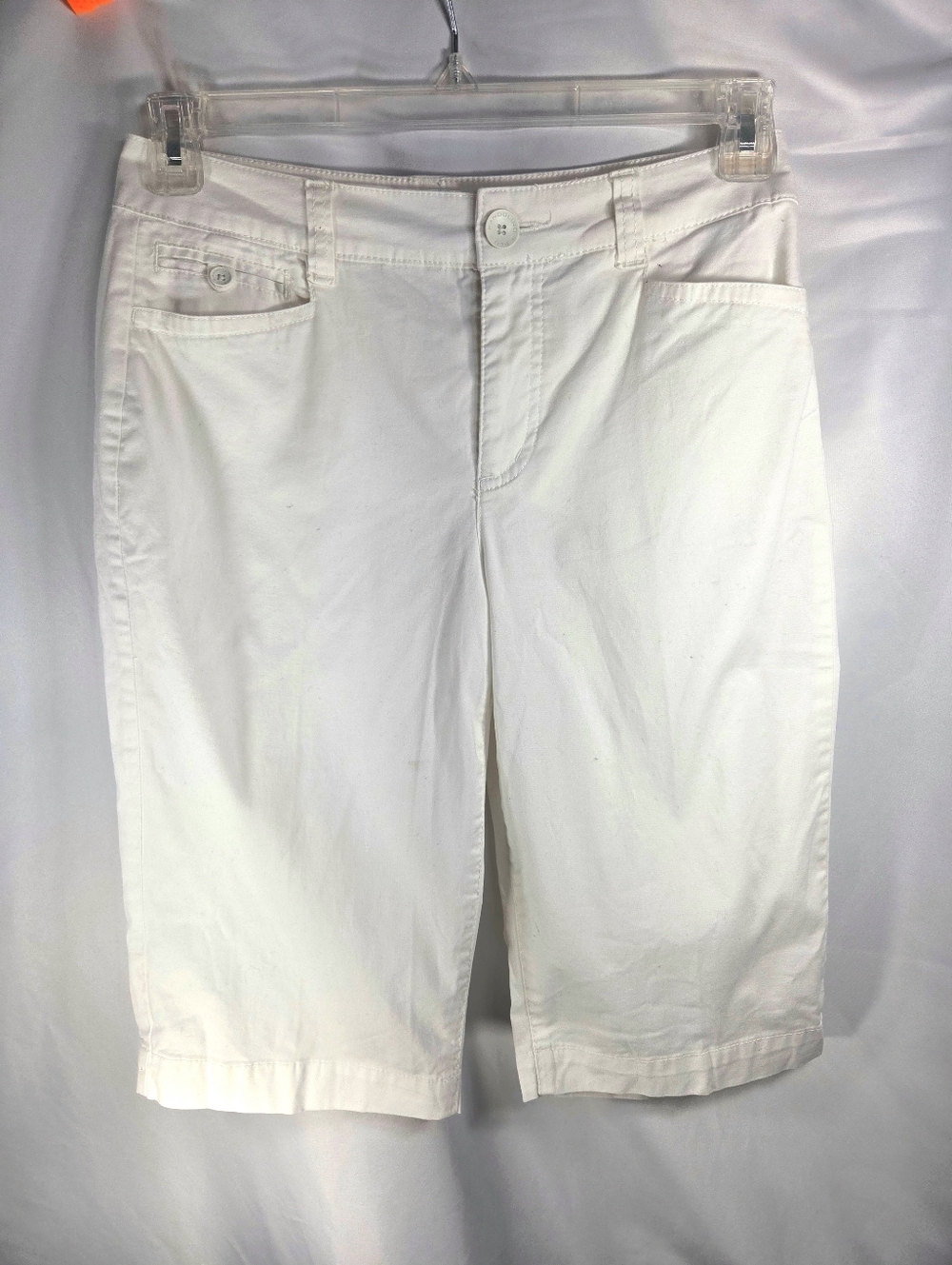 Bandolino Jeans IVETTE Style White Cotton Blend Long Shorts w/Pockets Size 6